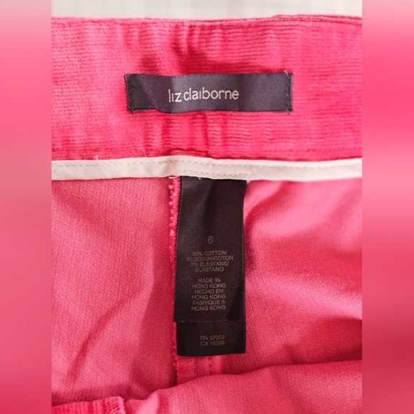 Liz Claiborne Barbie Pink Soft Corduroy Straight Pants Stretchy Lightweight - Picture 9 of 9